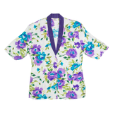 CHARLES VOGELE Womens Printed Shirt White V-Neck 90s Floral S