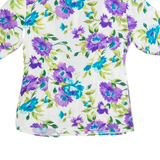 CHARLES VOGELE Womens Printed Shirt White V-Neck 90s Floral S