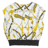 Womens Printed Vest White Sleeveless Crazy Pattern L