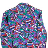 Blazer Style Womens Printed Shirt Purple Collared 90s Crazy Pattern M
