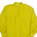 Womens Printed Shirt Yellow High Neck 90s Viscose Polka Dot M