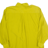 Womens Printed Shirt Yellow High Neck 90s Viscose Polka Dot M