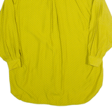 Womens Printed Shirt Yellow High Neck 90s Viscose Polka Dot M