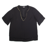 FIORELLA RUBINO Womens Oversized Blouse Black V-Neck M