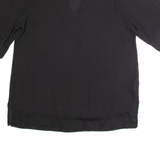 FIORELLA RUBINO Womens Oversized Blouse Black V-Neck M