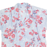 Womens Printed Shirt Blue Collared 90s Floral M