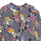 PAUL SCHNELL Womens Printed Blouse Grey Long Sleeve 90s Floral S