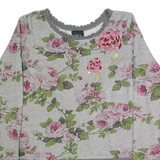 TWIN SET Womens Printed Blouse Grey Long Sleeve 90s Floral S