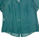 ELENA MIRO Sheer Womens Shirt Green Collared 90s Silk UK 18