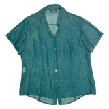 ELENA MIRO Sheer Womens Shirt Green Collared 90s Silk UK 18