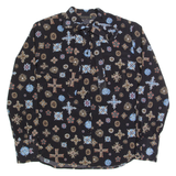 MONTON Necktie Womens Printed Shirt Black High Neck Long Sleeve M