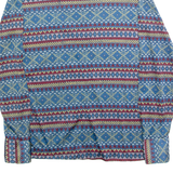 Womens Printed Shirt Blue Collared Long Sleeve 90s Fair Isle S