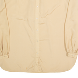 FRENCH ACCENT Womens Oversized Shirt Beige High Neck Long Sleeve 90s S