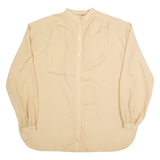 FRENCH ACCENT Womens Oversized Shirt Beige High Neck Long Sleeve 90s S
