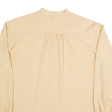 FRENCH ACCENT Womens Oversized Shirt Beige High Neck Long Sleeve 90s S