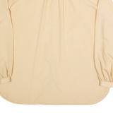 FRENCH ACCENT Womens Oversized Shirt Beige High Neck Long Sleeve 90s S