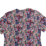BORA BORA Womens Printed Shirt Blue 90s Crazy Pattern M