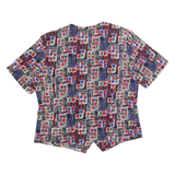 BORA BORA Womens Printed Shirt Blue 90s Crazy Pattern M