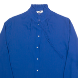 PARTNERS Sheer Womens Shirt Blue High Neck Long Sleeve 90s M