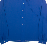 PARTNERS Sheer Womens Shirt Blue High Neck Long Sleeve 90s M