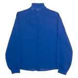 PARTNERS Sheer Womens Shirt Blue High Neck Long Sleeve 90s M
