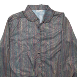 C&A Mesh Mens Shirt Black Striped Long Sleeve M