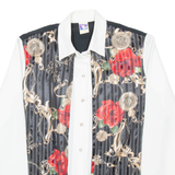 YESSICA Womens Shirt White Silk Floral Long Sleeve L