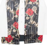 YESSICA Womens Shirt White Silk Floral Long Sleeve L