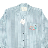 MODERN BASIC Womens Shirt Blue Check Long Sleeve L