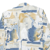 YOUR SIXTH SENSE Womens Shirt Blue Faux Silk Crazy Pattern Long Sleeve M