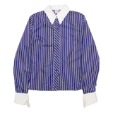 BELTONY Womens Shirt Blue 90s Striped Long Sleeve S