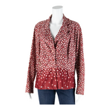 Blazer Style Womens Printed Shirt Red Collared Long Sleeve 90s Floral L