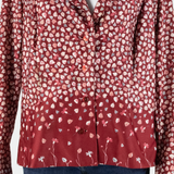 Blazer Style Womens Printed Shirt Red Collared Long Sleeve 90s Floral L