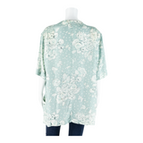 Womens Printed Blouse Blue Button Neck 90s Floral L