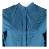 VIA Womens Shirt Blue Collared Long Sleeve 90s S