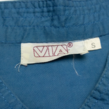 VIA Womens Shirt Blue Collared Long Sleeve 90s S