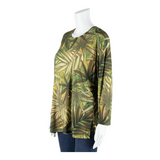 CHEVAL Stretch Womens Printed Top Green 3/4 Sleeve 90s Floral L