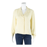 Womens Blouse Shirt Cream Collared Long Sleeve 90s Striped M