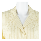 Womens Blouse Shirt Cream Collared Long Sleeve 90s Striped M