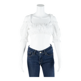 COUNTRY LADY Cropped Womens Blouse White XS