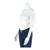 COUNTRY LADY Cropped Womens Blouse White XS