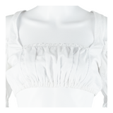 COUNTRY LADY Cropped Womens Blouse White XS