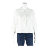 Womens Shirt Blouse White V-Neck 3/4 Sleeve S