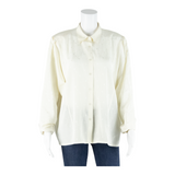 SERGIO DI LAURENTI Womens Shirt Cream Collared Long Sleeve 90s L