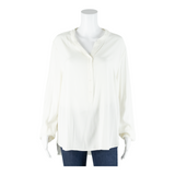 Womens Blouse White Button Neck Long Sleeve L