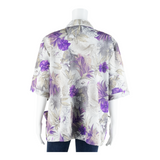 Open Womens Shirt White Collared 90s Floral XL
