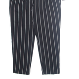 RALPH LAUREN Workwear Belted Striped Womens Trousers Black Straight W32 L27