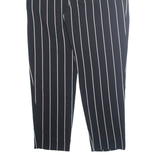 RALPH LAUREN Workwear Belted Striped Womens Trousers Black Straight W32 L27