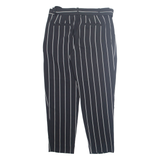 RALPH LAUREN Workwear Belted Striped Womens Trousers Black Straight W32 L27