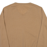 WOOLOVERS Mens Jumper Beige V-Neck Tight Knit M